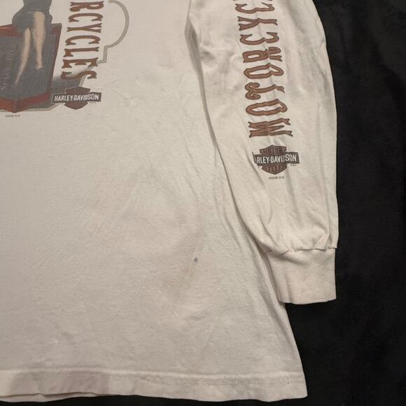 Harley Davidson Shirt Mens Large Long Sleeve Pinup Graphic Biker 2008 Y2K - Picture 11 of 12